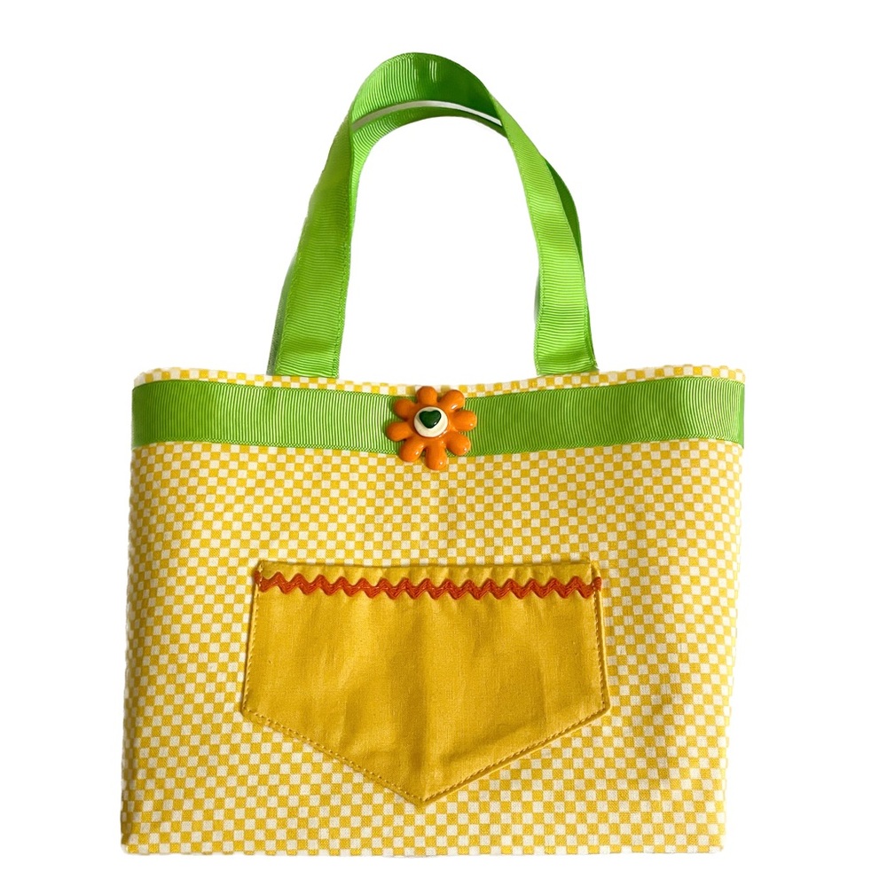 NWOT yellow checked youth Spring purse bag tote